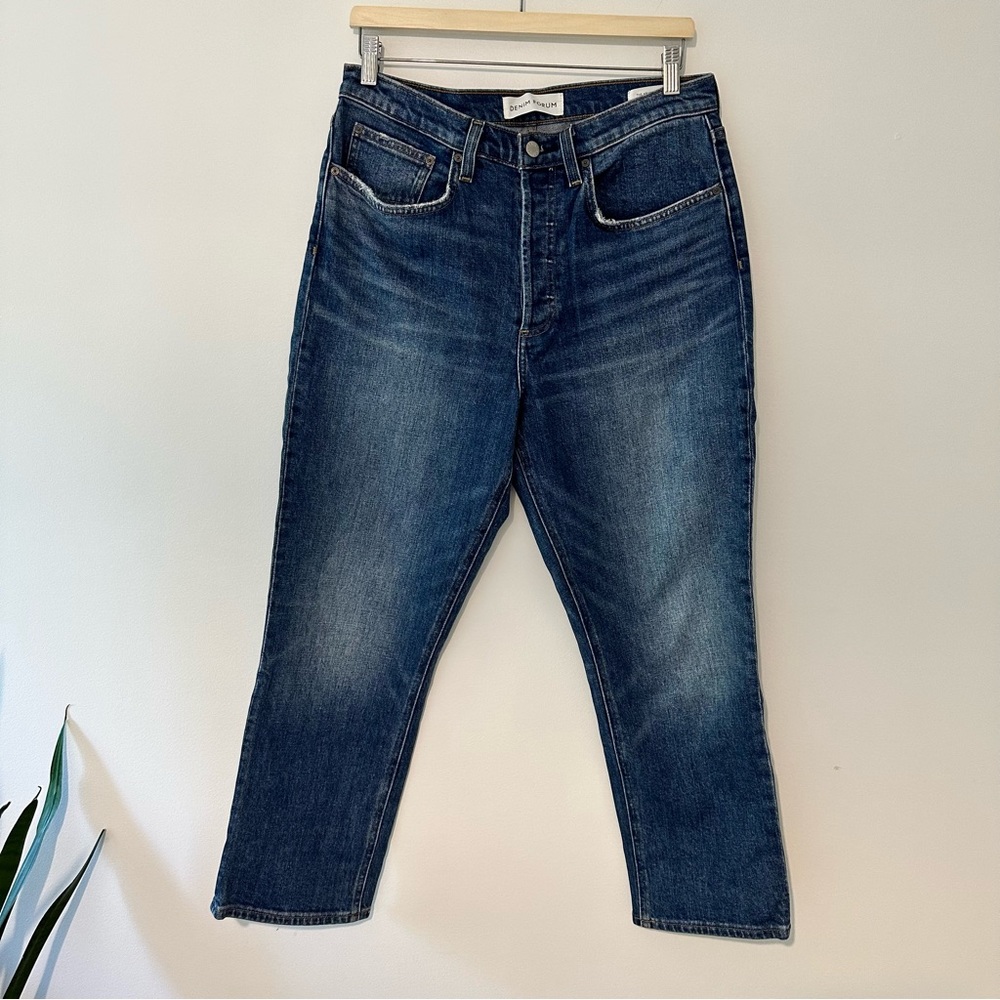 Denim Forum High-Rise Dark Blue Straight Jeans